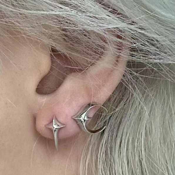 ABO Desire – Asymmetrische Stern-Mond-Ohrstecker im Huang Xing Style – 1 Paar 🇨🇳 – Bild 4
