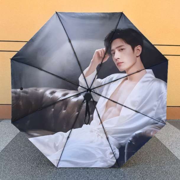 Xiao Zhan – vollautomatischer Sonnen- und Regenschirm mit weißem Porträtmotiv – 98 cm 🇨🇳