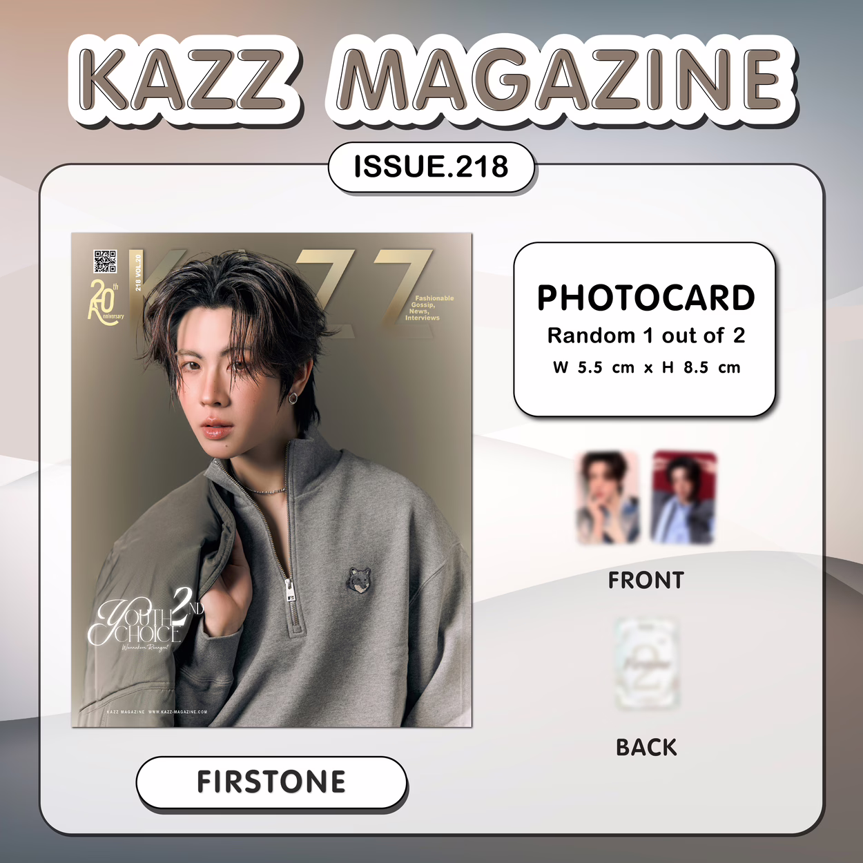 KAZZ 218 – Firstone Wannakorn – „Youth Choice“ Einzelausgabe mit Photocard 🇹🇭 – Bild 2